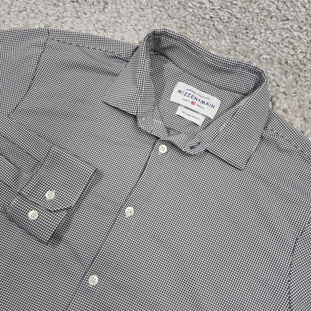 Mizzen Main Mens Check Button Up Shirt Size XXL Spinnaker Trim Fit‎ Office